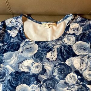 💐Como * y2k denim blue rose tee